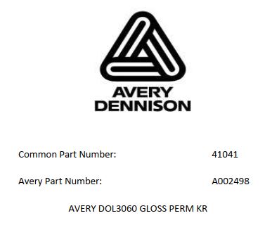 54IN DOL3060 GLOSS - Avery DOL 3000 Series Calendered Vinyl Films